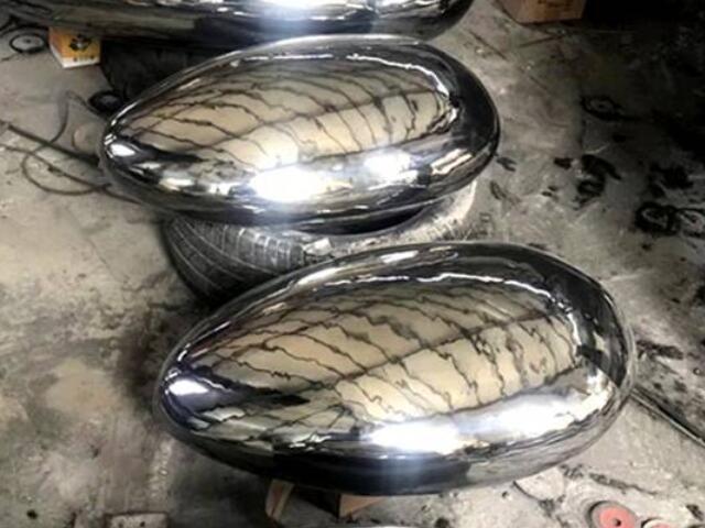 鏡面橢圓不銹鋼鵝卵石雕塑