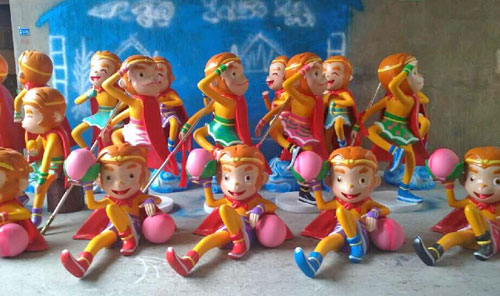 玻璃鋼小猴子卡通組合雕塑